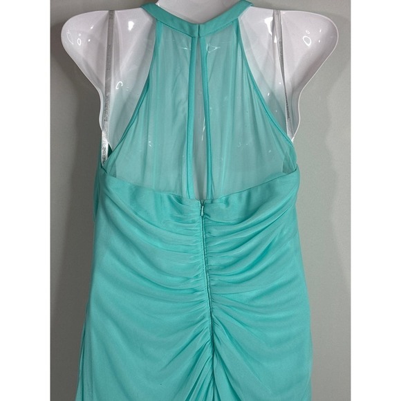 David's Bridal Women's Halter Neck Turquoise Maxi Dress Sz.10 - Picture 7 of 12
